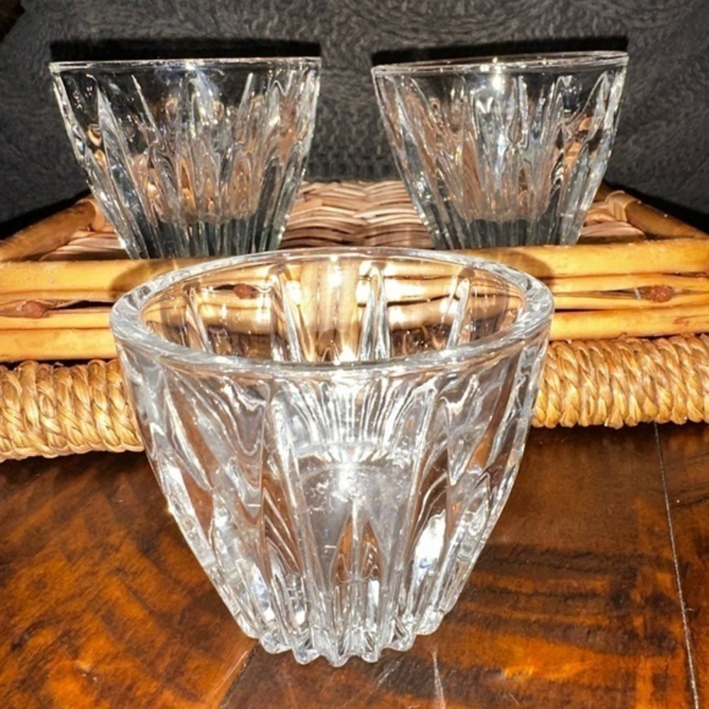 VINTAGE American Crystal Votives Collection Lot of 3 Full Lead Crystal 24%